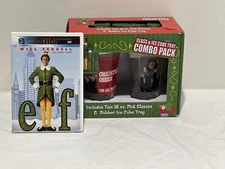Elf the Movie Rectangle Phrase Pint & Ice Cube Tray Combo Pack WITH 2 DVD Set