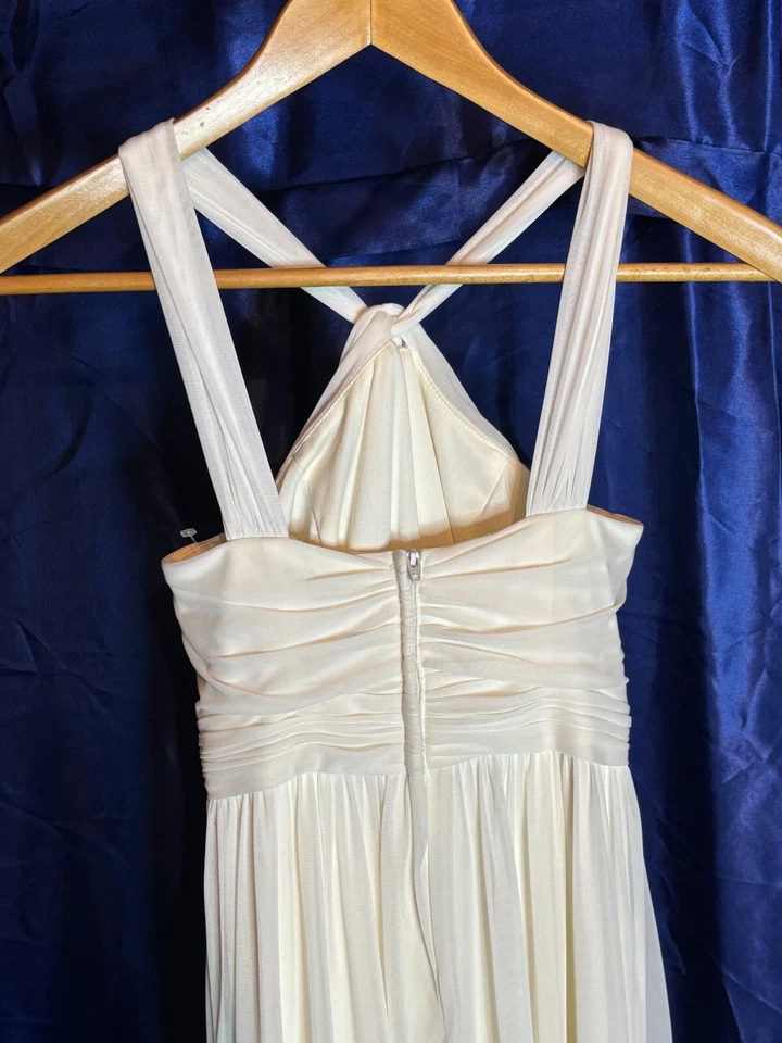 Maxi Vestido Griego Halter Cuello en Y Acanalado Dama de honor Junior Flor Niña Marfil 8 Foto 4 de 4