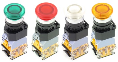 YC-P22PMM-MI LED Illuminated Push Button Choose: Switch Action, Color, Voltage