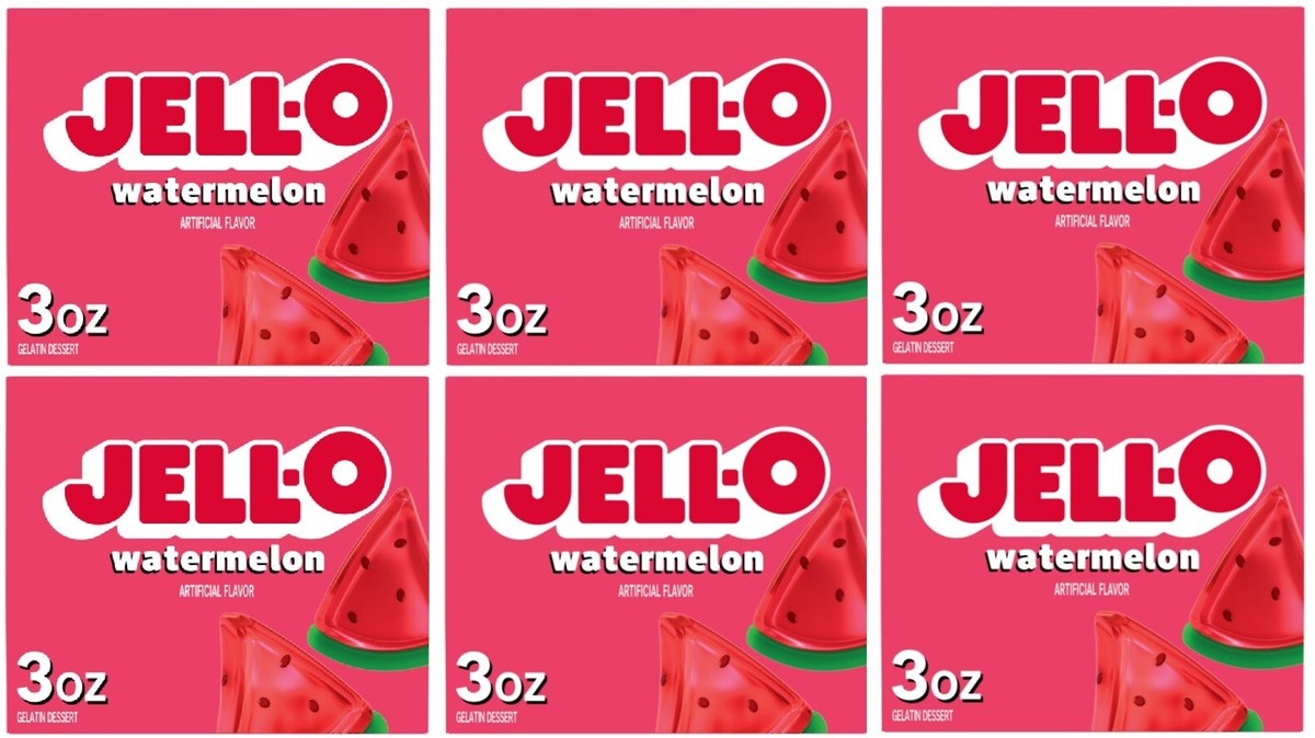 Jell-O Watermelon Gelatin Dessert Mix, 3 oz (6 Boxes) Jello Fruit