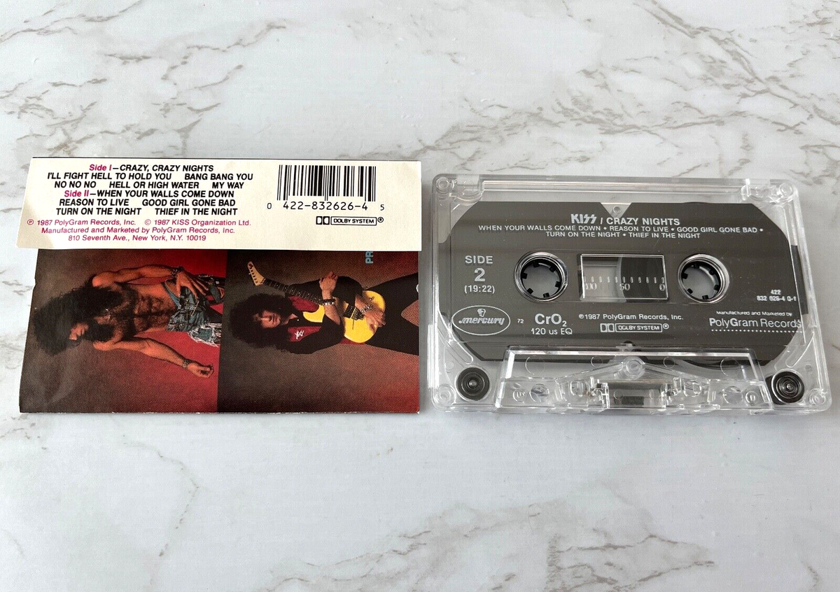 KISS Crazy Nights CASSETTE Tape 1987 Polygram 832 626-4 Ace