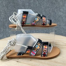 Cool by Coolway Sandals Womens 8 Gladiator Blue Fabric Hook & Loop Comfort Tie