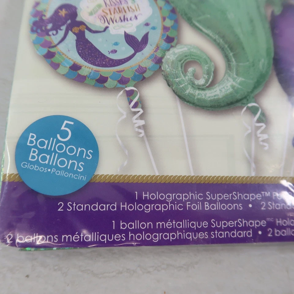 Ramo de globos de papel de sirena decoraciones de fiesta de cumpleaños suministros para favoritos Foto 3 de 4