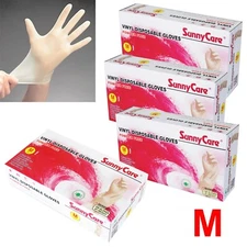 400pcs SunnyCare Powder Free Vinyl Gloves Food Service (Latex Nitrile Free) 🔥 M