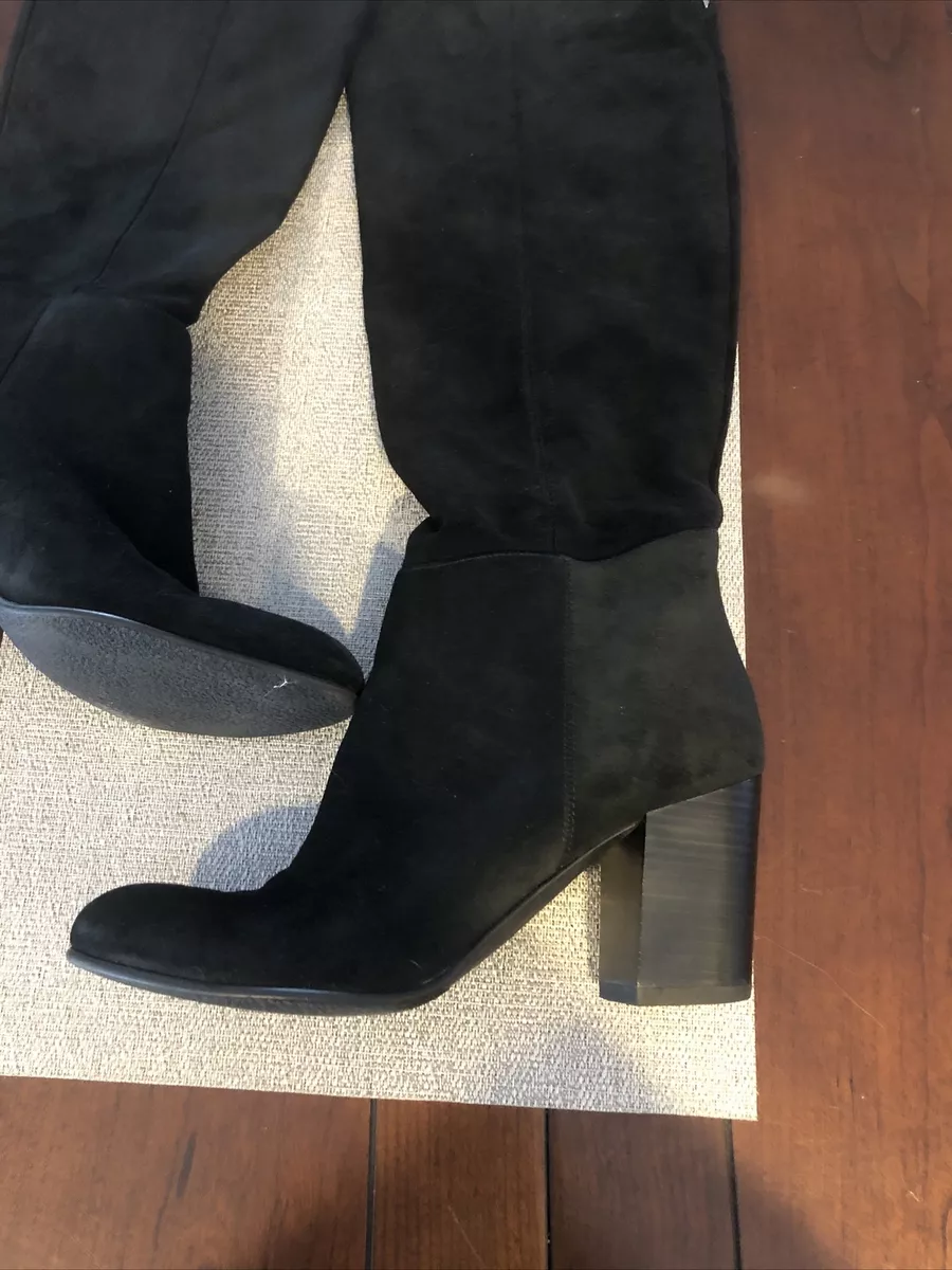 Sam Edelman Silas Black Suede Knee High Block Heel Boots Sz 10 EUC