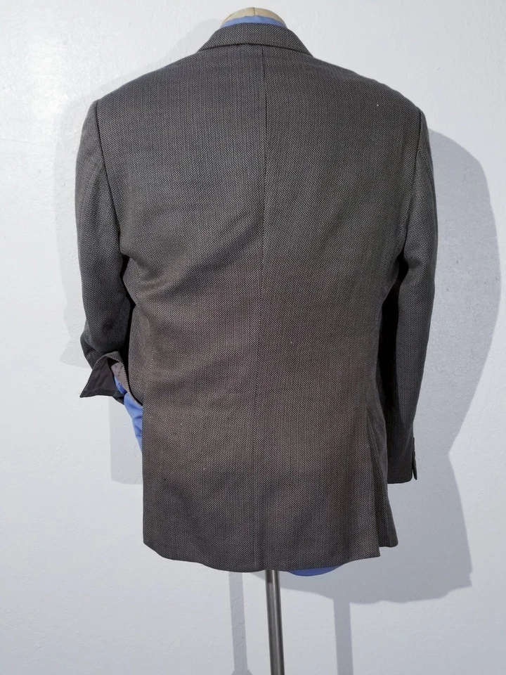 Blazer Abrigo Deportivo 42R Armani COLLEZIONI Marrón Negro Tweed Cuadros Lana Foto 3 de 4