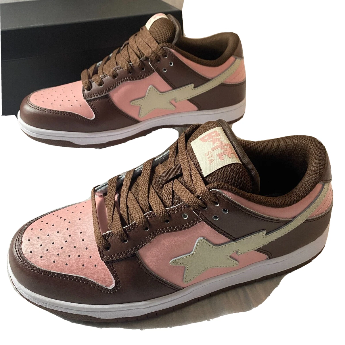 Indigo Studios Custom Cherry Bapesta Low Inspired Size 8.5 Brown Pink Limited