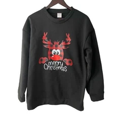 Women Christmas Pullover Loose Fit Long Sleeve Sweatshirt  Fleece Small