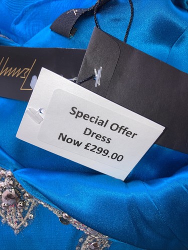VESTIDO DE CÓCTEL JENNY PACKHAM CON CUENTAS DE SEDA AZUL, TALLA 14 REINO UNIDO, CUESTA £299 EN VENTA - Imagen 11 de 12