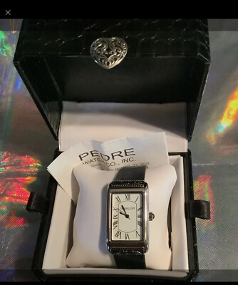 NIB PEDRE for Coldwater Creek Croc Embossed Leather Watch NEW BATTERY *WORKING*