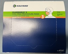 Halyard 47147 FluidShield ASTM 3 Fog-Free Face Mask Box Of 25 Free Shipping