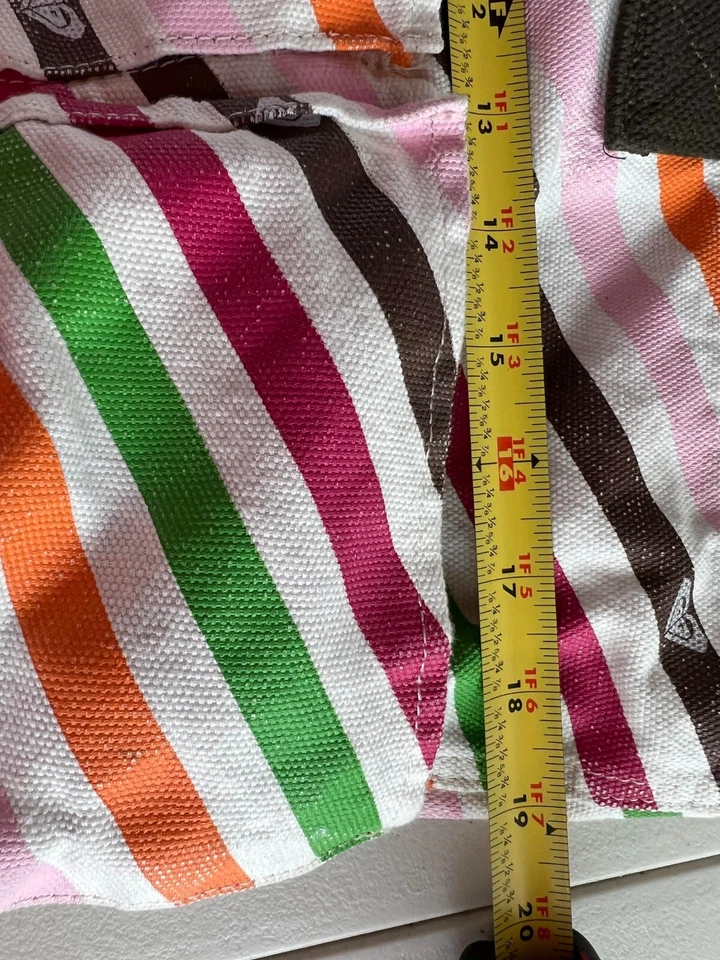 Roxy Women's Striped Canvas Cotton Tote Bag - White, Brown and Green Stripes - Image 4 of 4