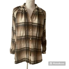 Vintage Jonas Carrie Brown Beige Plaid Button Down Top L/S Size S?