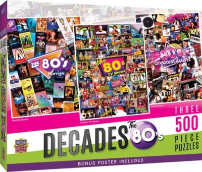 MasterPieces Jigsaw Puzzle 3-pack set;  Decades - The 80s;  3x500 pieces