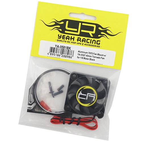 Yeah Racing YA-0581BK Alum 7075 Fan Mount w/YA-0327 40mm Tornado Fan:1/8 Mot Blk - Image 2 of 3