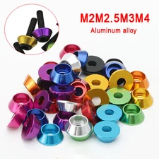 M2M2.5M3M4 Anodized Aluminium Cone Cup Head Washers Fit Socket Cap Screws Bolts