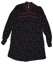 NWT Zara Oversized Black w/ Red Stitching  Star Print Romper Jumper - XS