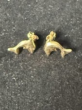 14k Yellow Gold Dolphin Stud Earrings