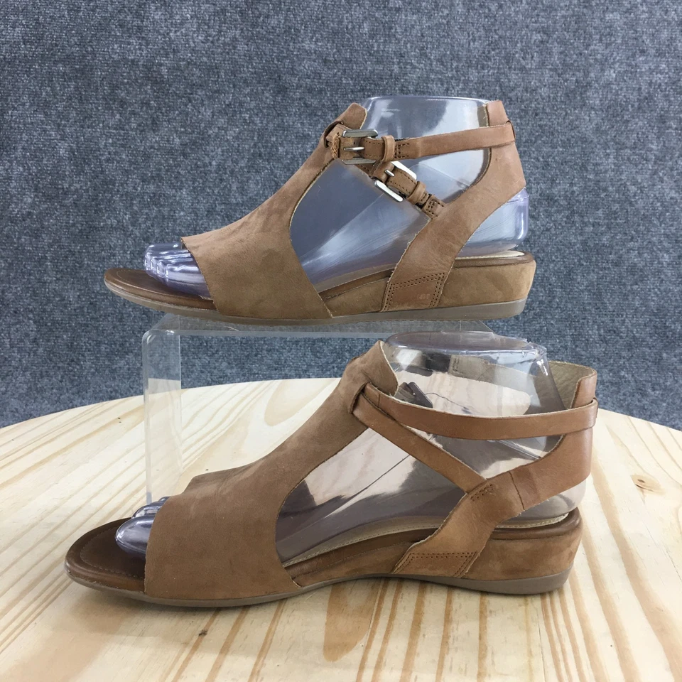 ECCO Sandals Womens 37 Tan Touch 25 Ankle Straps Leather Wedge Comfort Buckle - Image 2 of 4