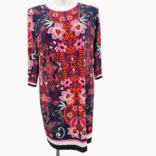 Eliza J Womens 16W Floral Print Sheath Dress Multicolor 3/4 Sleeve Back Zip