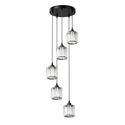 EDISHINE Minimalist 5-Light Chandelier, K9 Crystal Glass Shades, Dimmable