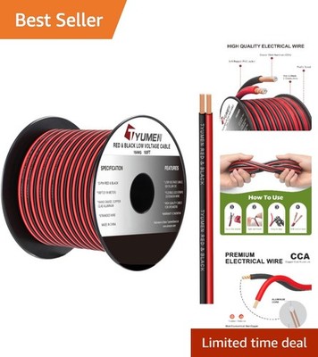 Versatile 16 AWG 100FT Electrical Cable for Indoor & Outdoor Use - Red & Black