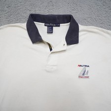 Vintage Nautica Polo Shirt Mens L White Preppy School Boating Yachting USA Made