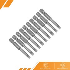 10pcs - 4mm Slotted Tip Magnetic Flat Head Screwdriver Bits 1/4" Hex Shank 2"