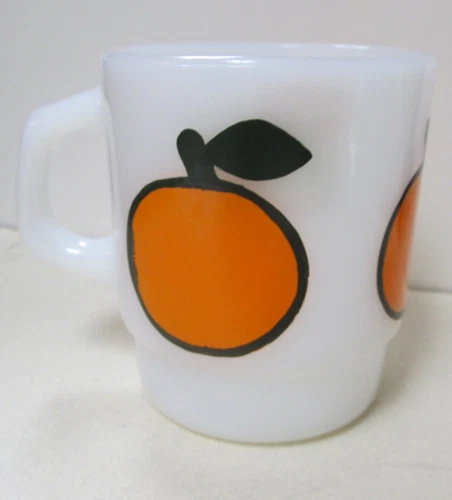 Vintage Fire King  Anchor Hocking  orange stackable mug