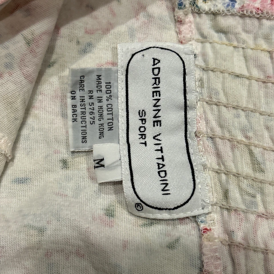 Vestido Floral Vintage Años 90 100% Algodón Diseñador Adrienne Vittadini Talla M A25 Foto 3 de 4