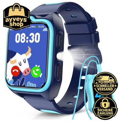 Smartwatch 4G Kinder Telefonuhr mit SIM-Kartenslot GPS SOS Notruf Schrittzähler