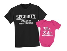 Big Brother Shirt Little Sister Baby Bodysuit Matching Outfits Sibling Shirts...