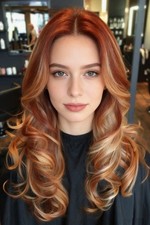 22 Inch Long Wavy Ginger Red Blonde Highlight Wigs Lace Front Human Hair Wigs