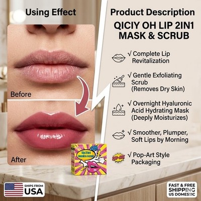 Lip Scrub and Mask 2 in 1 Hydrating Exfoliating Treatment Repair Dry Lips US