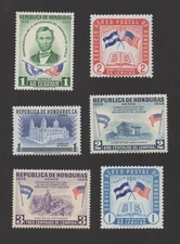 HONDURAS AIR MAIL STAMPS, 6 MH, OG,  F/VF FROM ESTATE, UNCHECKED BY US