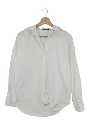 ZARA BASIC Langarmhemd Damen Hemd Gr. DE 38 weiß Casual-Look