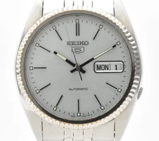 【EXC+5】 SEIKO 5 7S26-0500 Silver Day Date 36 mm Automatic Men’s Watch from JAPAN