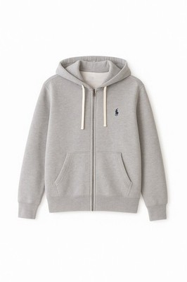 Polo Ralph Lauren Gray Full Zip Hoodie for Men with Logo and