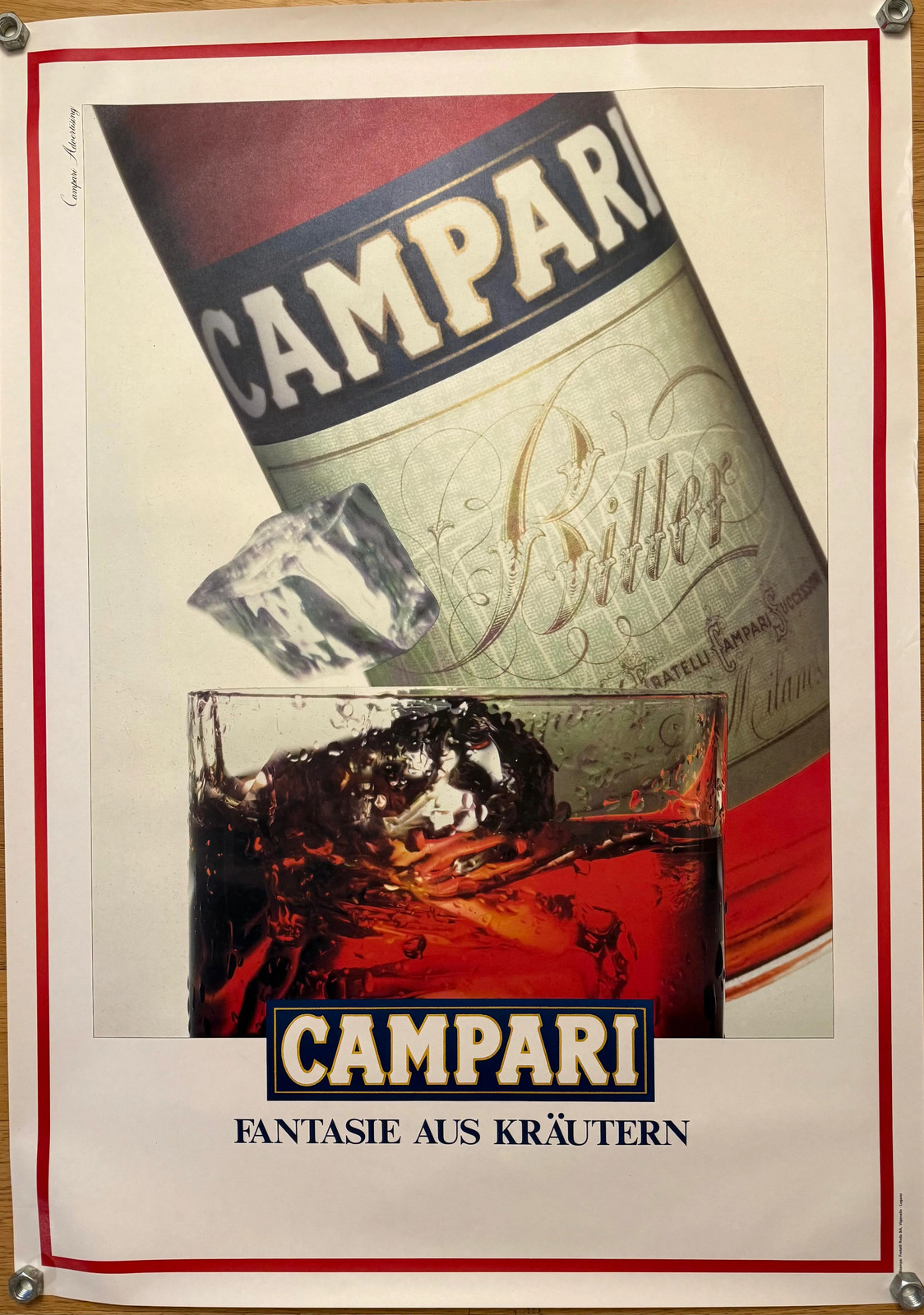 CAMPARI BOTTIGLIA BITTER ERBE TEDESCA POSTER VINTAGE 90x130