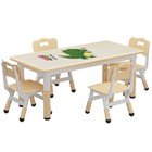 Kids Table Set with 4 Chairs, Height Adjustable Toddler Table and Chair Set