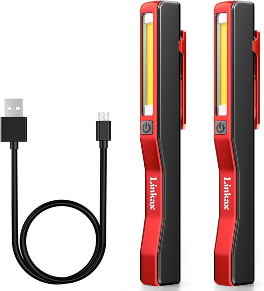 Linkax LED Arbeitsleuchte Werkstattlampe 2 StüCk, Taschenlampe LED Aufladbar,-image