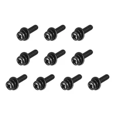 M2.5 x 10mm Phillips Machine Screws with Spring Washer and Plain Washers 10pcs