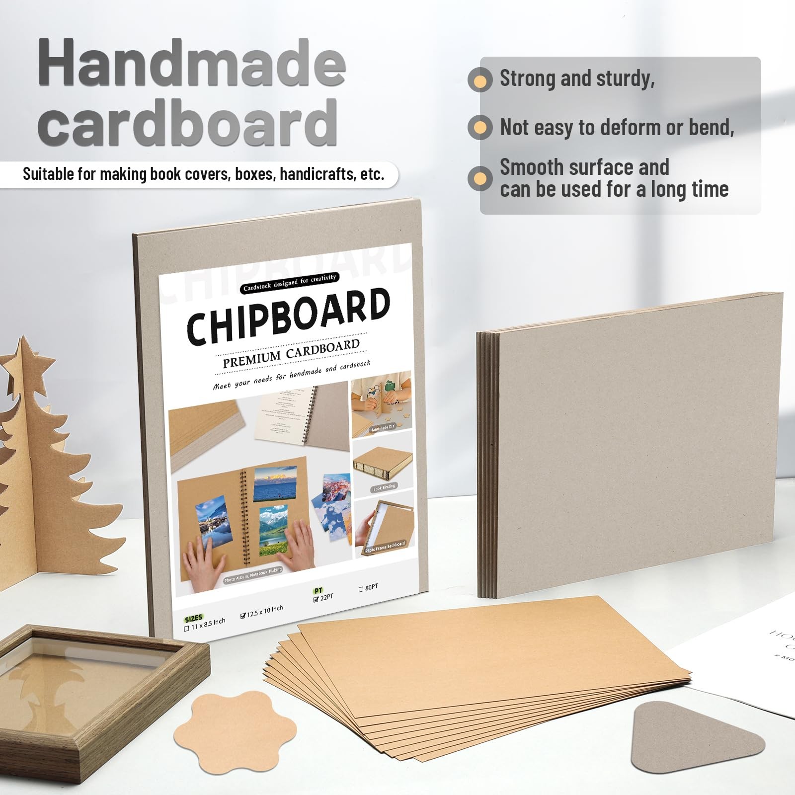 JNENERY 10 Chipboard Sheets 8.5 x 11, 22pt Book Board for Bookbinding,