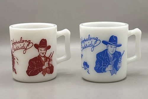 Vintage Hopalong Cassidy Milk Glass Mug Red Hazel Atlas 1950s