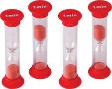 Teacher Created Resources 1 Minute Sand Timer - Small 20646 , Red, Pack of 4