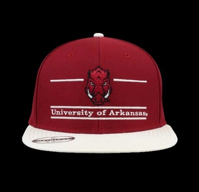 Arkansas Razorbacks  The Game ️ Red Split Bar Flat Brim Snapback Hat ~ NCAA Cap