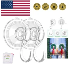 Wreath Hanger, Large Suction Cup Wreath Hooks with Wipes, Heavy Duty, 22 LB C...