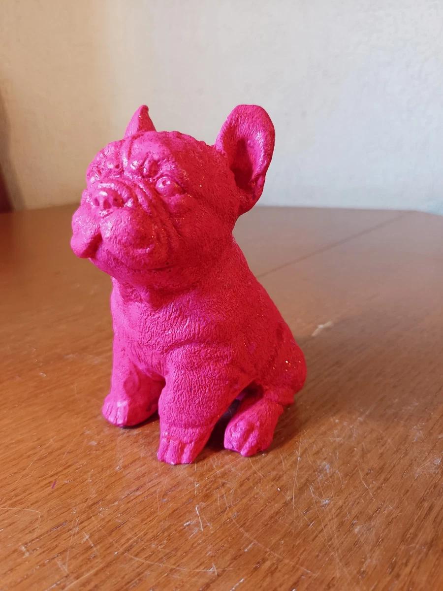 Französische Bulldogge Figur.French Bulldog Handarbeit.Aus Alabaster Gibs