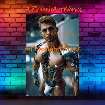 Cyborg Fantasy | Male Sci-Fi Art Print | Futuristic Figurative Poster | 8.5x11