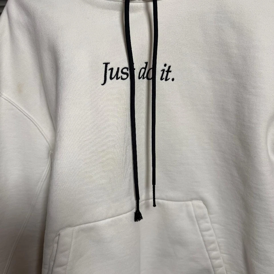 Sudadera con Capucha Nike Just Do It Para Mujer Mediana Blanca Pullover Sudadera Bolsillo Canguro Foto 4 de 4
